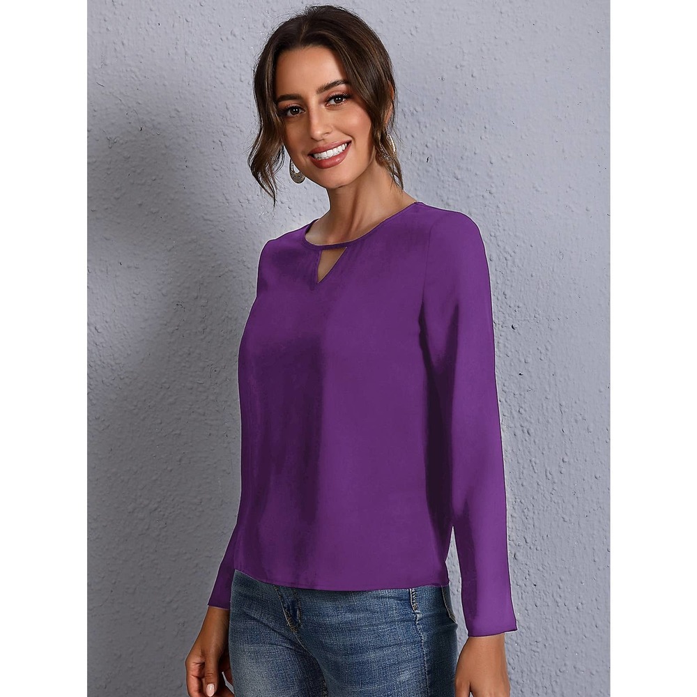 Keyhole Neck long sleeve Blouse black - Picture 8 of 11